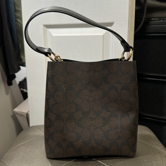 Coach Mollie Bucket Bag 22 In Signature Canvas in "Gold/Brown Black" - Picture 3 of 10